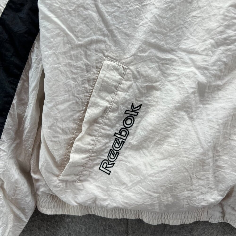 Reebok Jacket Mens XL Black White Full Zip Windbreaker Bomber Vintage 90s Track - Picture 4 of 11